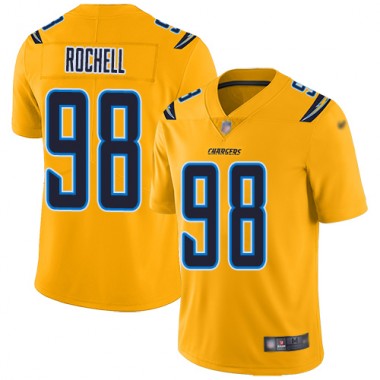 Los Angeles Chargers NFL Football Isaac Rochell Gold Jersey Men Limited 98 Inverted Legend